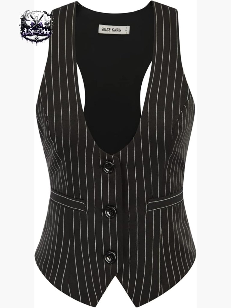 Sleeveless V-Neck Vest, Polyester Blend, Hip Length, Classic Fit